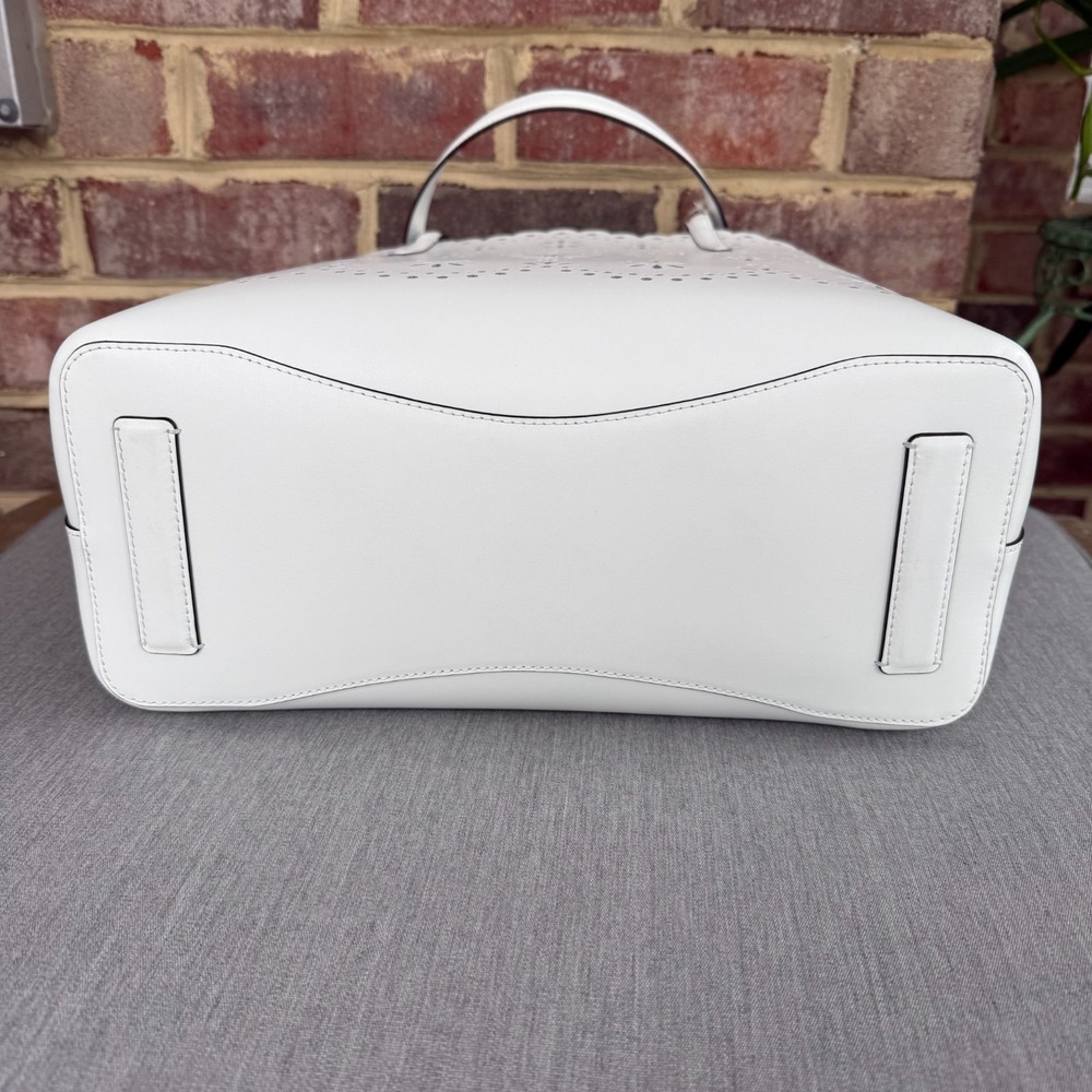 Kate Spade Do It All Perforated Large Leather Tote - True White - New with Tag - Picture 5 of 8